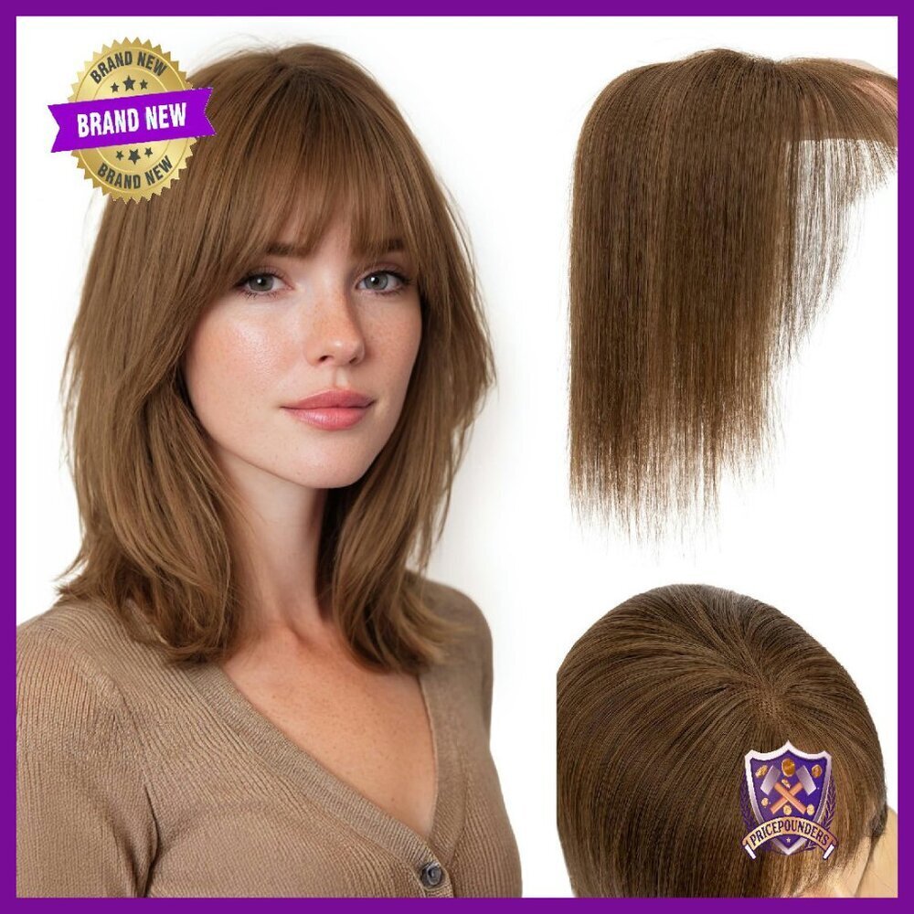 Real Human Hair Topper for Thinning Hair, 12 Inch, Handmade Lace Base